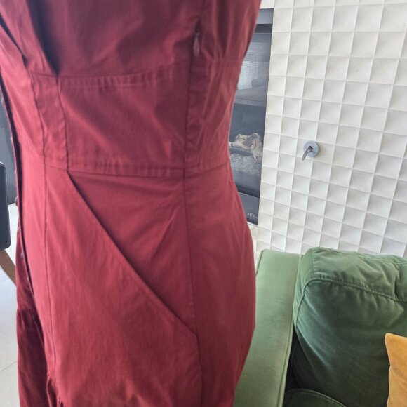 NWOT A.L.C. Fleur Long-Sleeve Tiered Cotton Dress Maroon Deep Red Suma, Size 10 - Picture 6 of 9